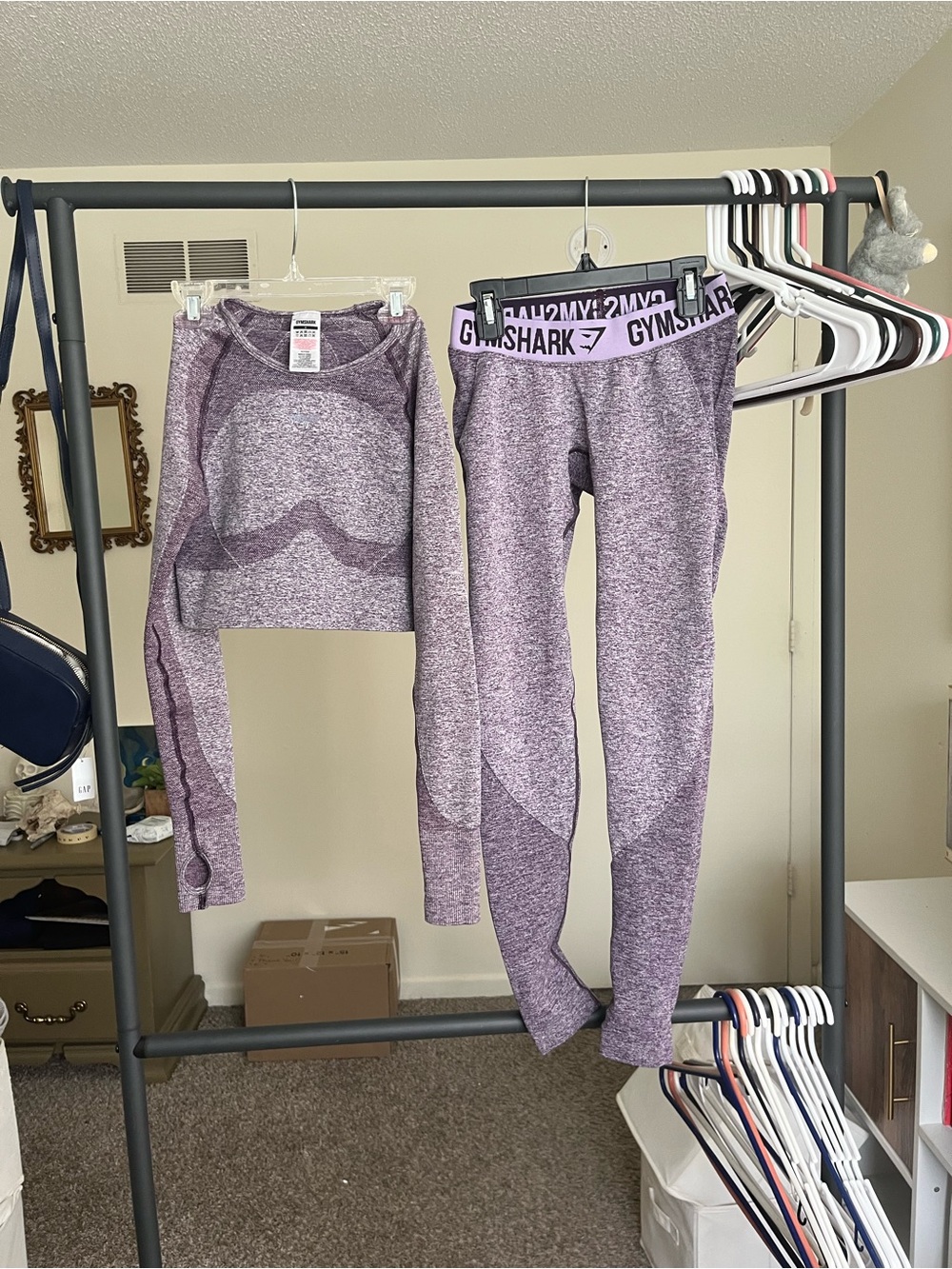 Gymshark Lavender Heather Seamless Workout Set - Crop Top & Leggings